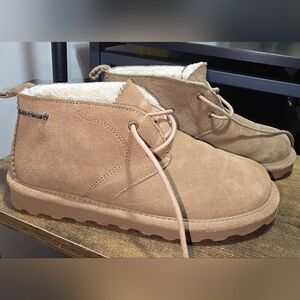 🤎 BEARPAW Skye Suede Sherpa Lined Ankle Boots – Tan 🤎
